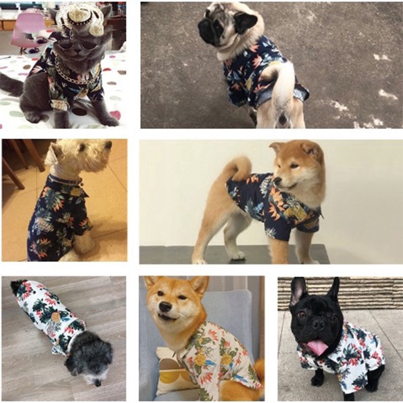 Baju Anjing Motif Print Hawaii Bahan Polyester Untuk Musim Panas