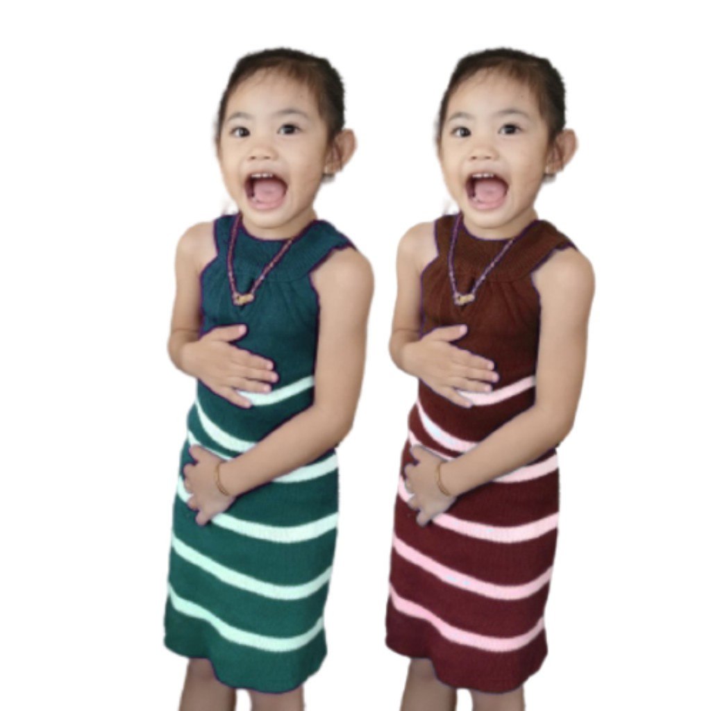 DRESS RAJUT ANAK STRIP BOLDA 1-4 TH