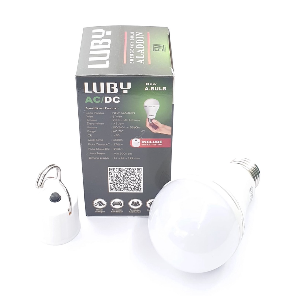 Luby NEW Aladdin 6w Ac/Dc Cahaya Putih / Lampu Led Bohlam Emergency Bulb / Lampu Ajaib Magic Lamp