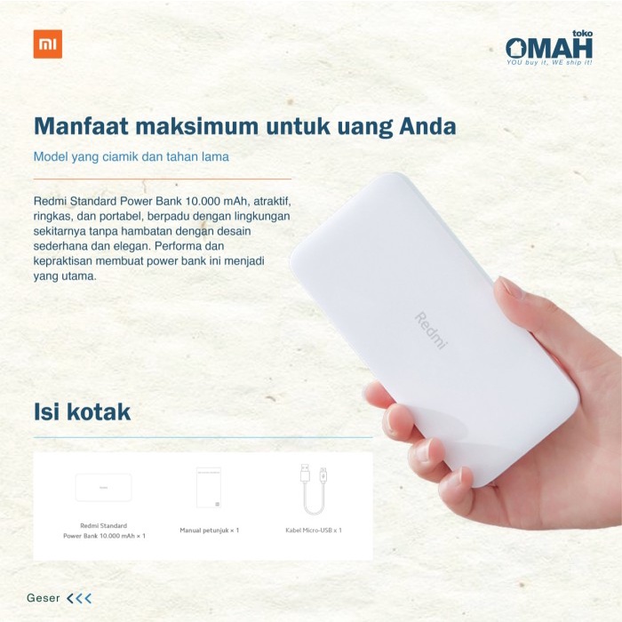 Xiaomi Redmi PowerBank 10000mAh Power Bank Garansi Resmi TAM Original Real Kapasitas