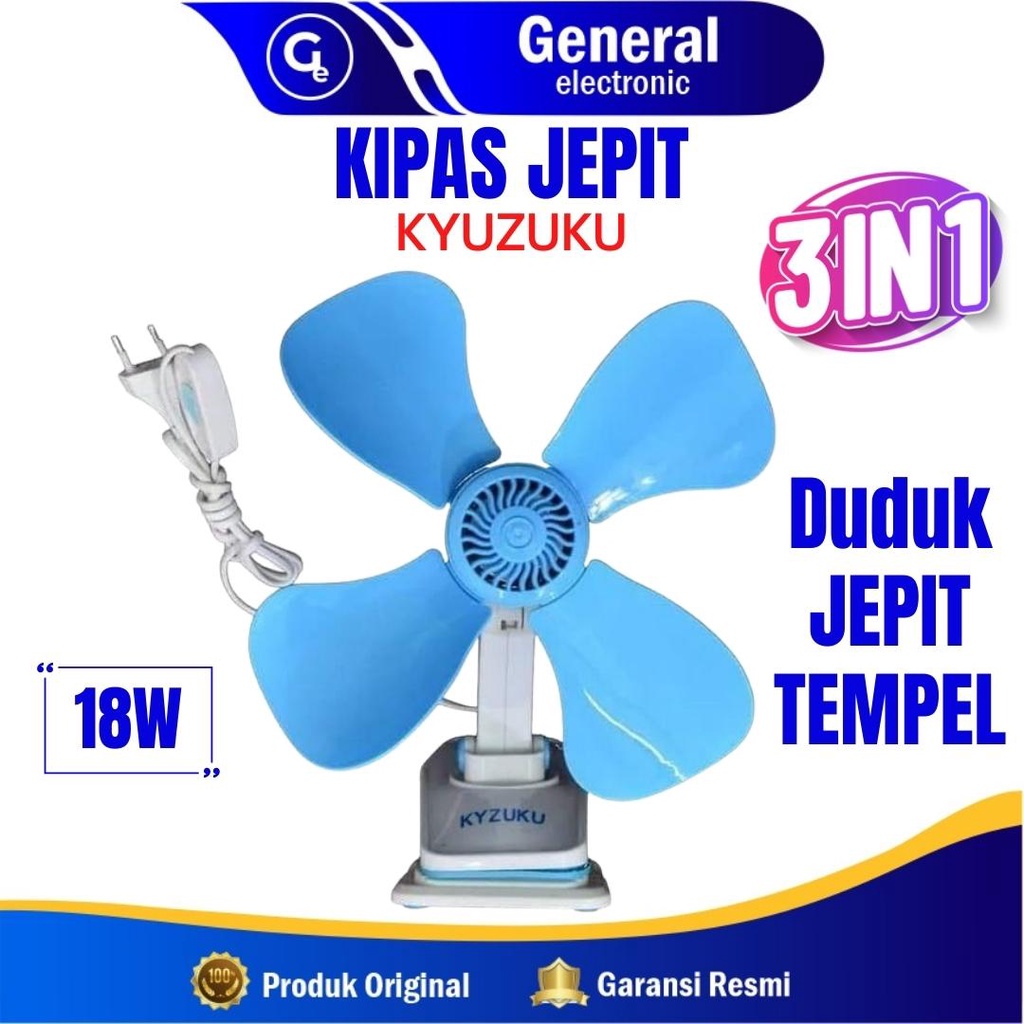 Kyzuku Mini fan 3 in 1 (duduk/jepit/dinding)/ Kipas Jepit Clip Kyzuku 16Watt / 17 Watt/ 18 Watt/ 26 Watt / 39 Watt
