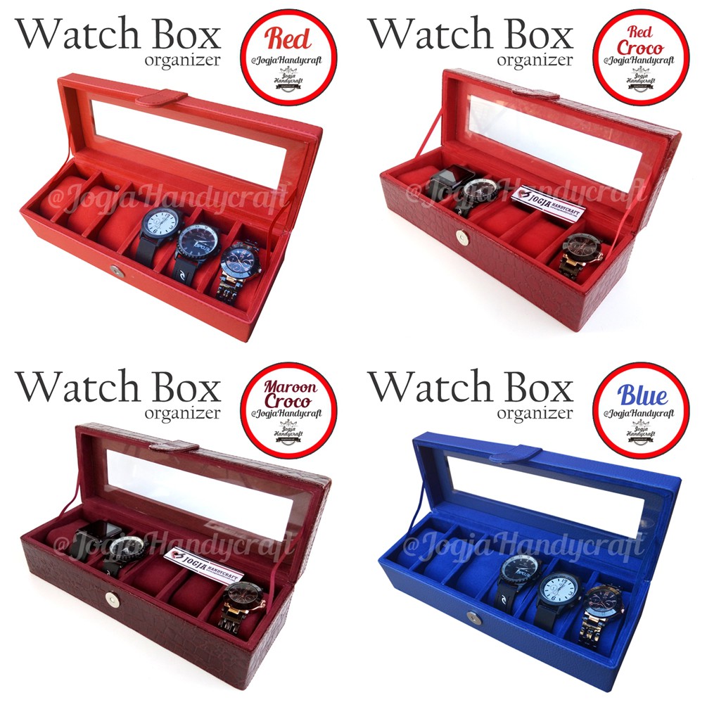 TERMURAH FULL COLOR KOTAK TEMPAT JAM TANGAN ISI 6 / WATCH BOX ORGANIZER