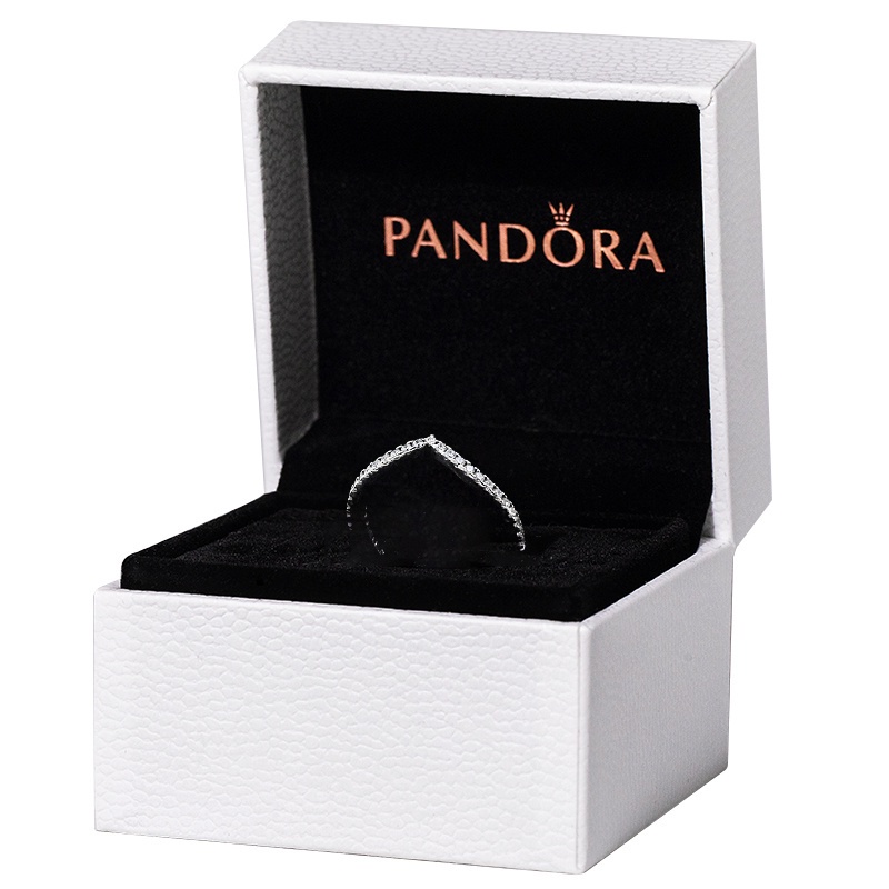Pandora Cincin Sterling Silver 925 Lapis Emas 18K Bentuk V Hias Cubic Zirconia Untuk Wanita