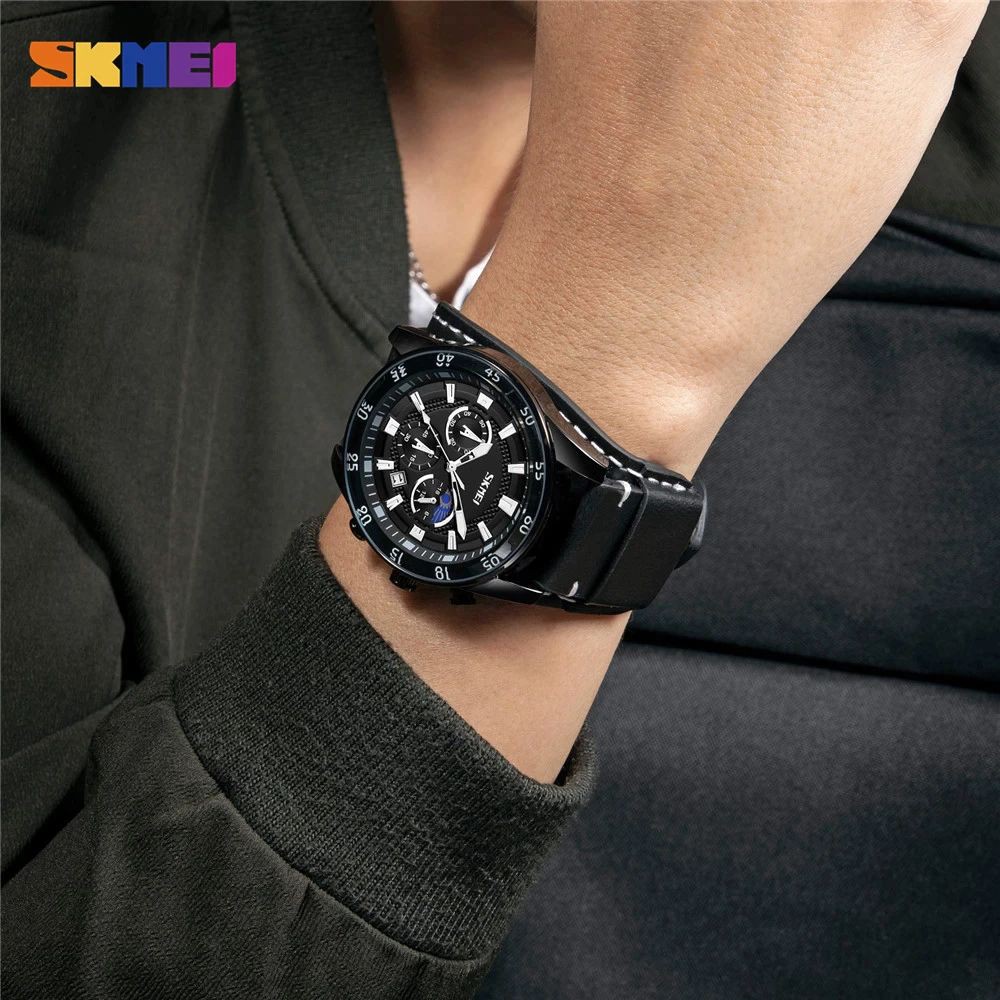 SKMEI 9249 Jam Tangan Pria Analog Chronograph Casual Quartz Tali Kulit WATCHKITE WKOS