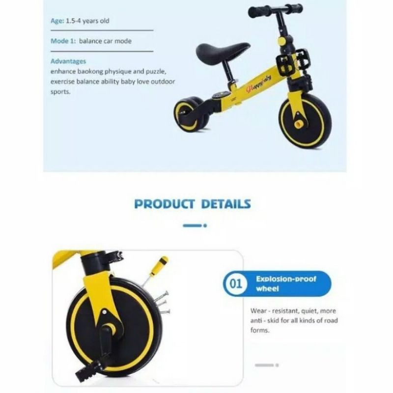 Sepeda Anak Roda Tiga (3 in 1) Sepeda Keseimbangan anak balance bike