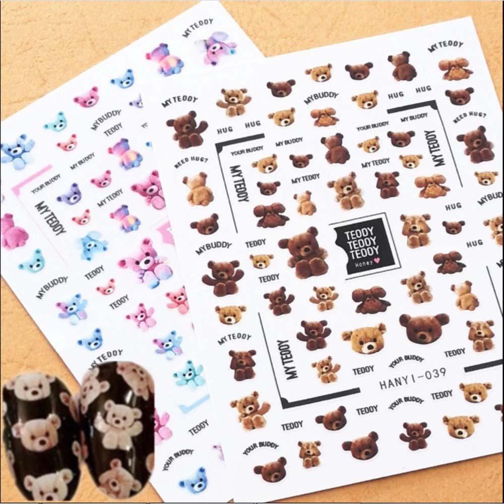 Agustina Beruang Lucu Dekorasi Stiker Dirancang Dengan Indah DIY Sticker Decals acrylic manicure Alat Foil Kuku 3D Nail Art Stickers