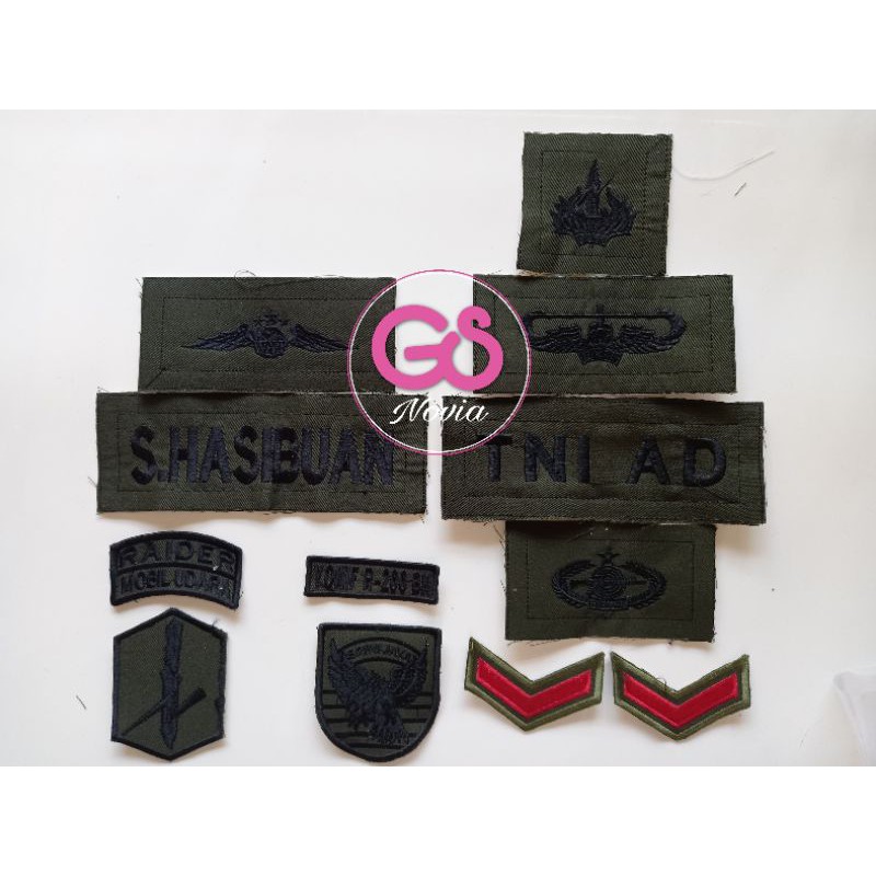 BORDIR ATRIBUT TNI AD PDL Perkeras Biasa