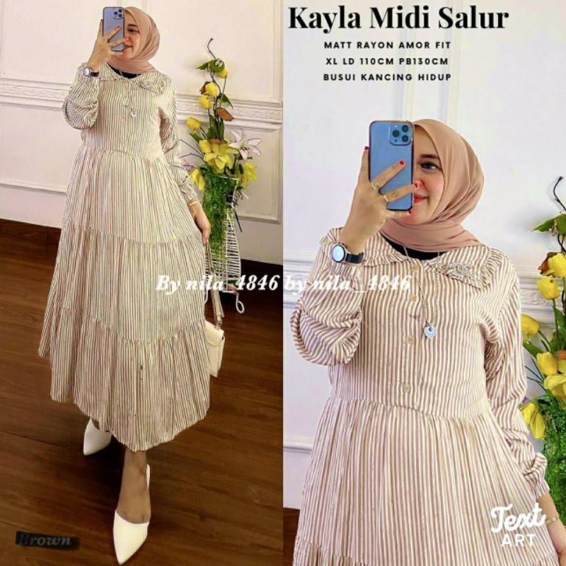 Kayla midi salur gamis rayon viscose
