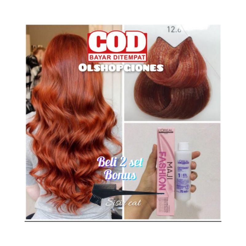 Loreal MajiFashion 12.6 Cat rambut L'oreal + oxydant campuran 6% / 9% hair color majirel majilift