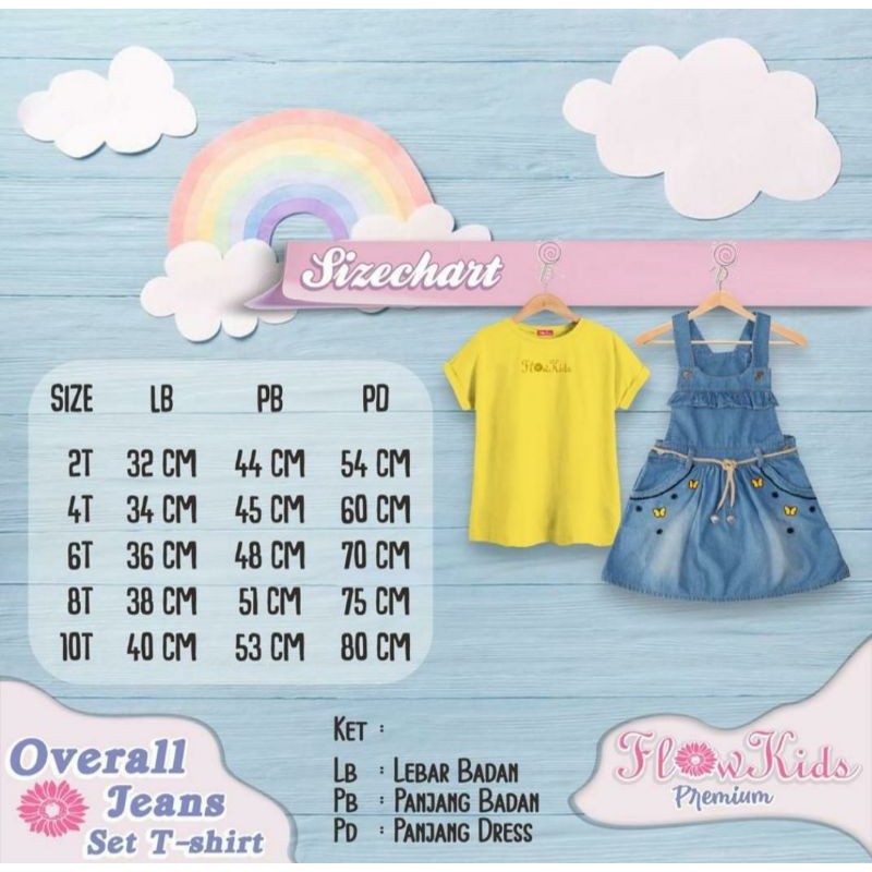 set overall jeans tshirt flowkids