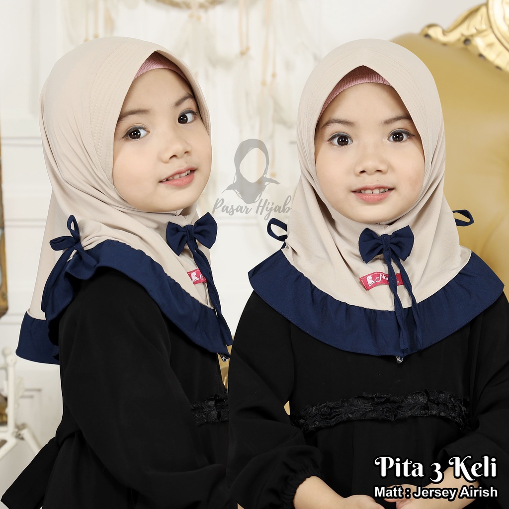 Hijab Instan Anak PITA 3 KELI Jersey Airis Original Nayla Hija'b Kerudung Anak Pita Pasar Hija'b