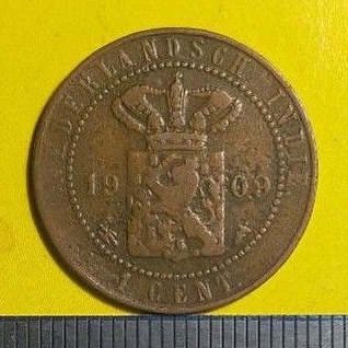 #12-BS. UANG KUNO / KOIN KUNO / BENGGOL 1 CENT TAHUN 1909