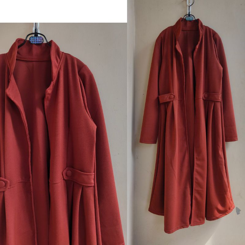 Long Outer Cardigan Fashion Muslim Kekinian Korean Style Selebgram Terbaru Lemon Skin Premium-MAHALINI - BATA