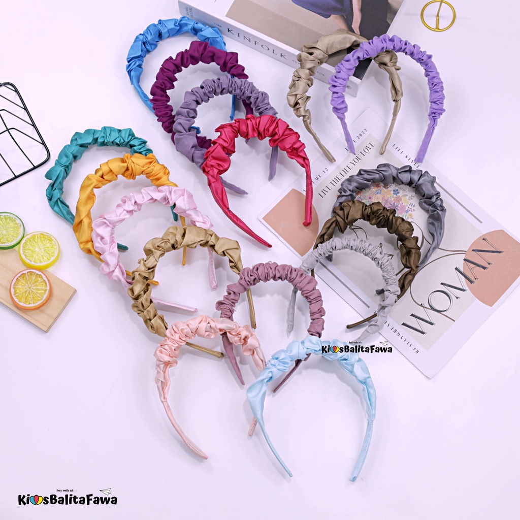 [POLOS] Bando Scrunchie / Bando Kerut Headband Korean Style Murah Polos Wanita Babycinnamon