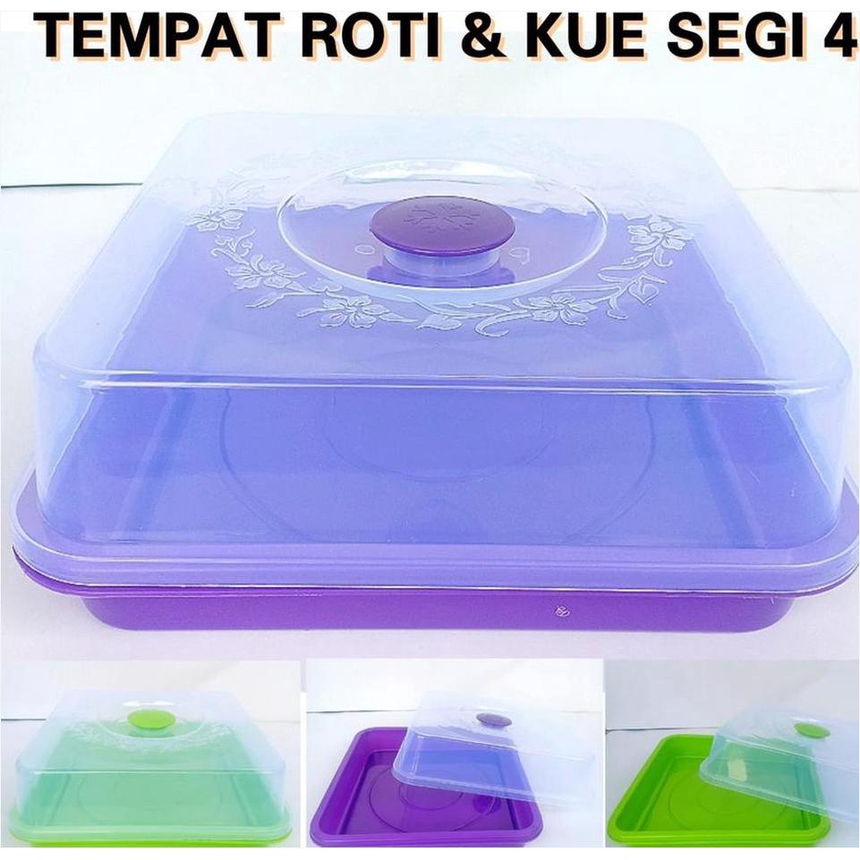 Nampan Plastik Kotak Tempat Roti Segi 4 Scp TK-01/ Tutup Bahan Kue Anti Lalat Gorengan Bolu Saji Ter