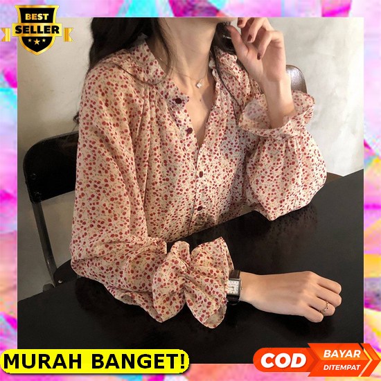 Miga Ruffle Rib Combine Blouse Wanita Remaja Import Kekinian Korean Style | My.Fshnm | Blouse Crop |