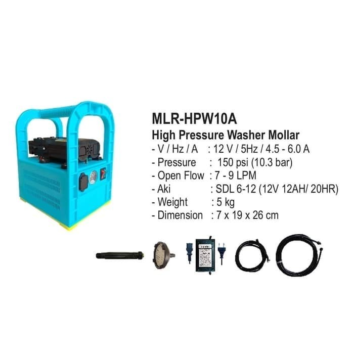 jet cleaner DC portable Mollar HPW-10A mesin cuci AC motor mobil