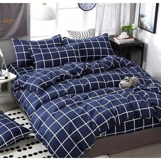 sprei aesthetic motif sprei kotak//abu/biru/putih //navy blue // spray