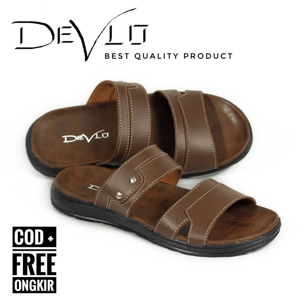 Devlo Sandal Selop Pria Kulit Size 39 - 43 Premium Quality (SELOP PONI)