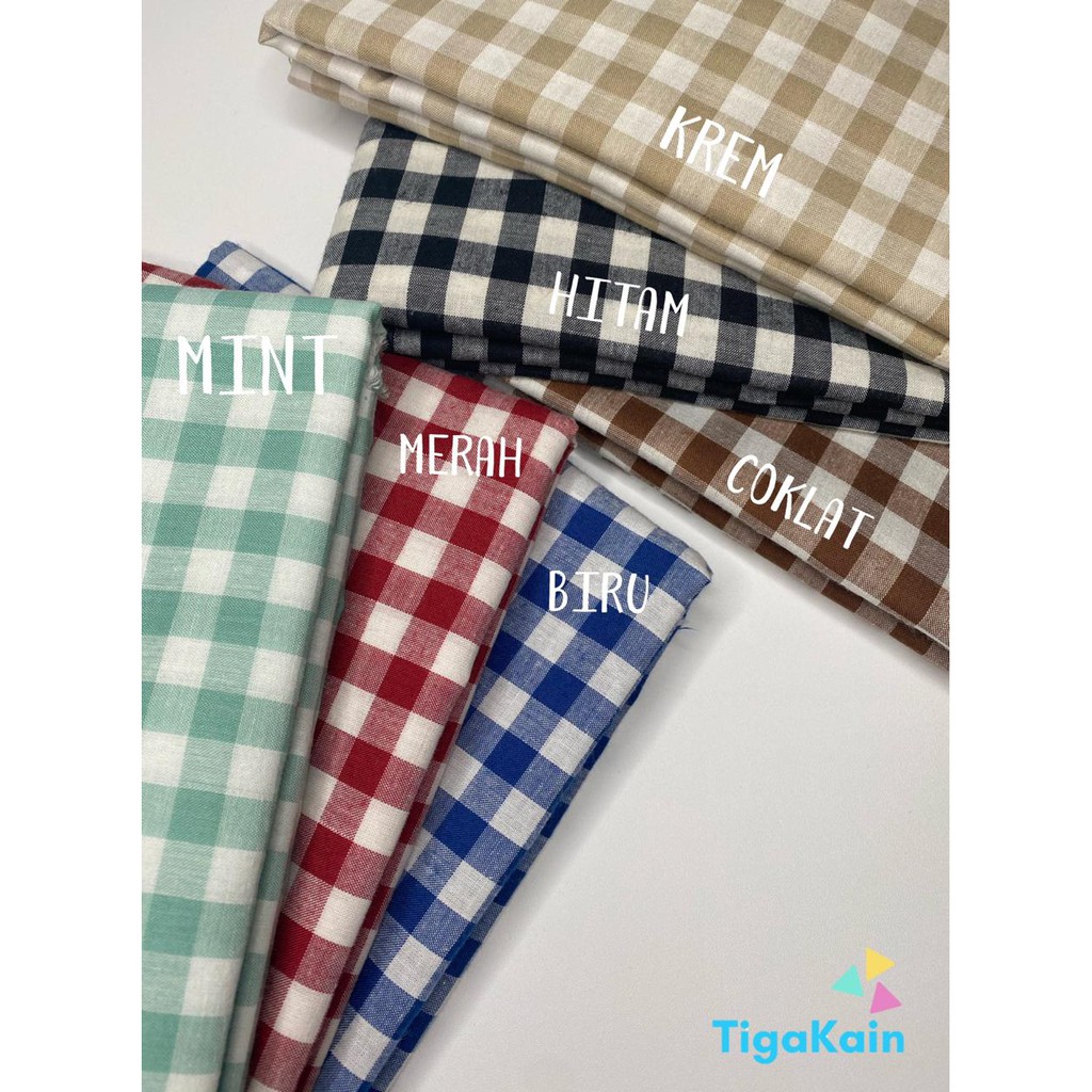 0.5 Meter Kain Katun Kotak Sedang/ Motive Kotak Catur/Kotak Chambrey