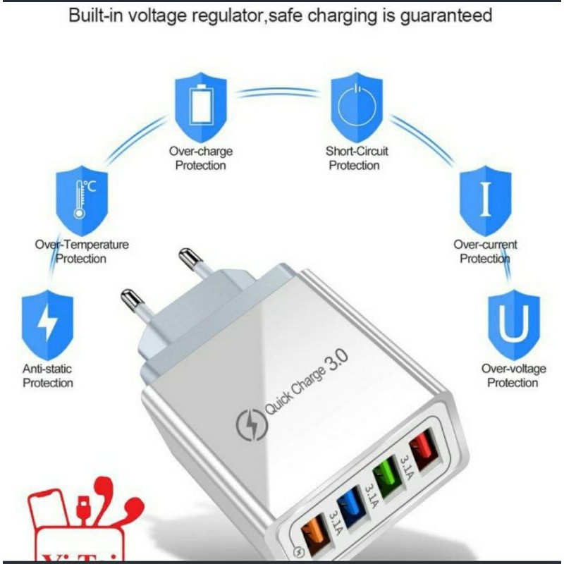 BATOK CHARGER YI TAI 4USB FAST CHARGING 3.0 - KEPALA CHASAN 4USB YITAI