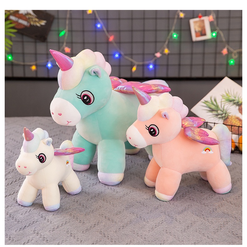 Boneka Unicorn Kuda Tanduk Pink Bahan Plush