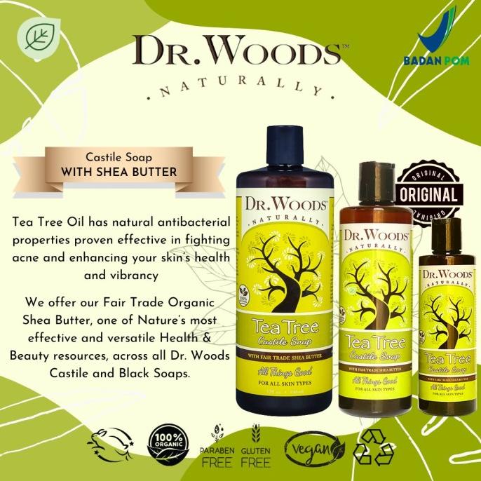 Dr Woods Castile Soap32oz Tea Tree shea for normal to oily skin sabun
