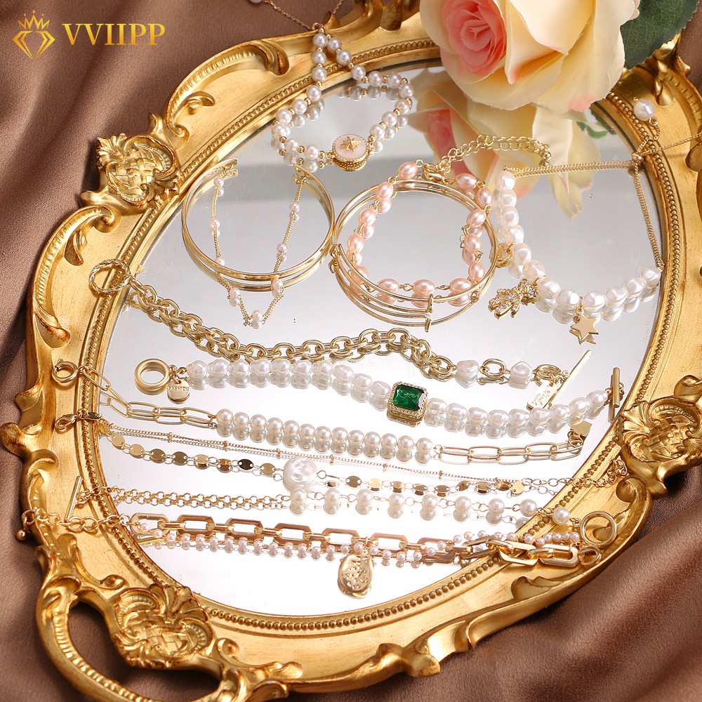 Fashion Women Pearl Bracelet Gold Butterfly Lock Pendant Thick Chain Bracelets Charming Bangle Jewelry Accessories