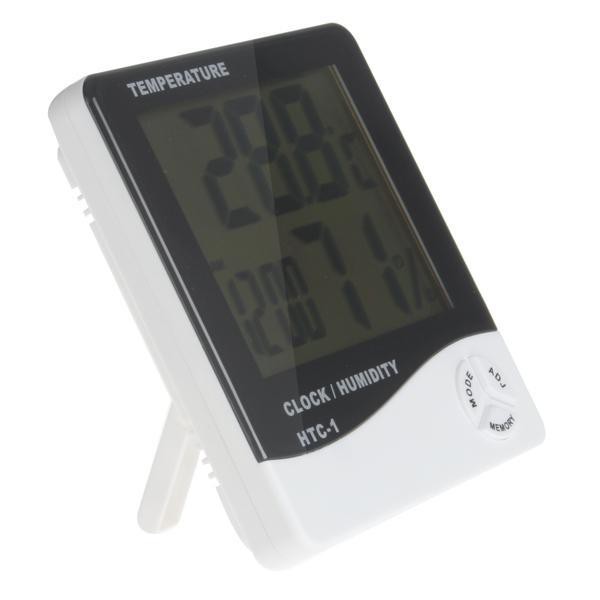 【GOGOMART】Digital Multifunction Temperature Humidity Meter + Clock Date Calender - HTC-1 - White