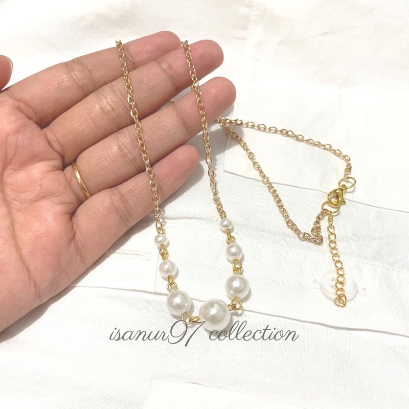 ISANUR97 | Necklace Pearl Kalung Mutiara Fashion Korea Dalam Rantai Klavikula Choker Mutiara Rantai