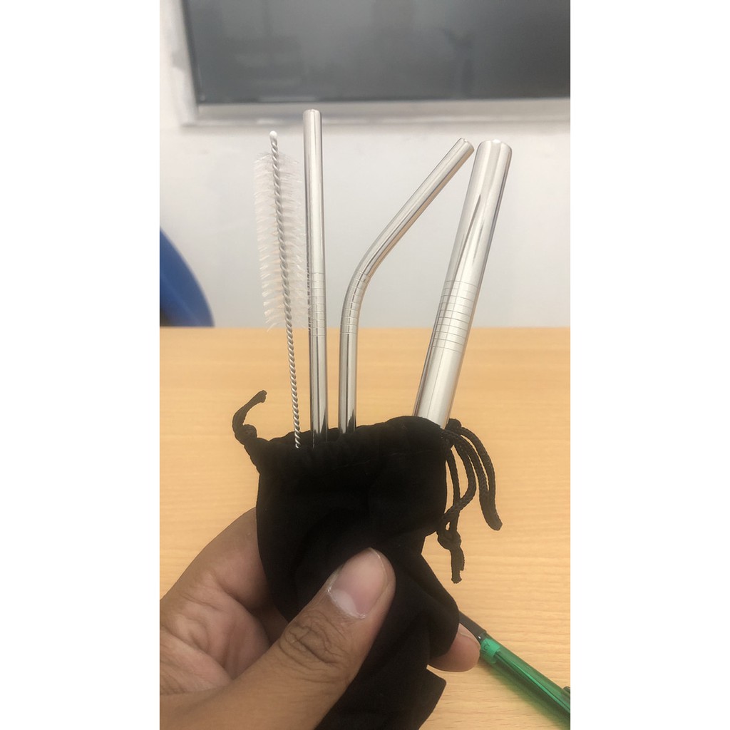 Paket Sedotan Stainless Straw 5 in 1 Murah Termurah Laris Terlaris