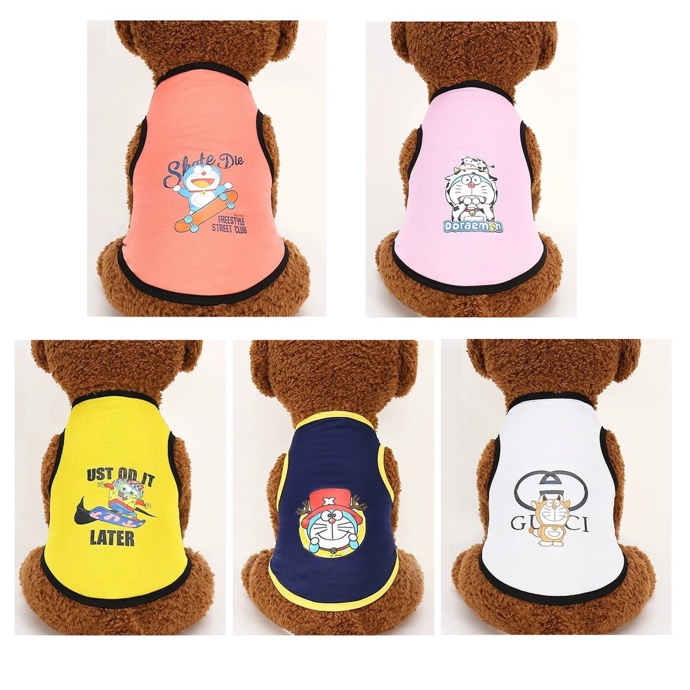 Pakaian Baju Akesoris Hewan Kucing Anjing Mini Poodle Pom Chihuahua Doraemon Spongebob Rompi