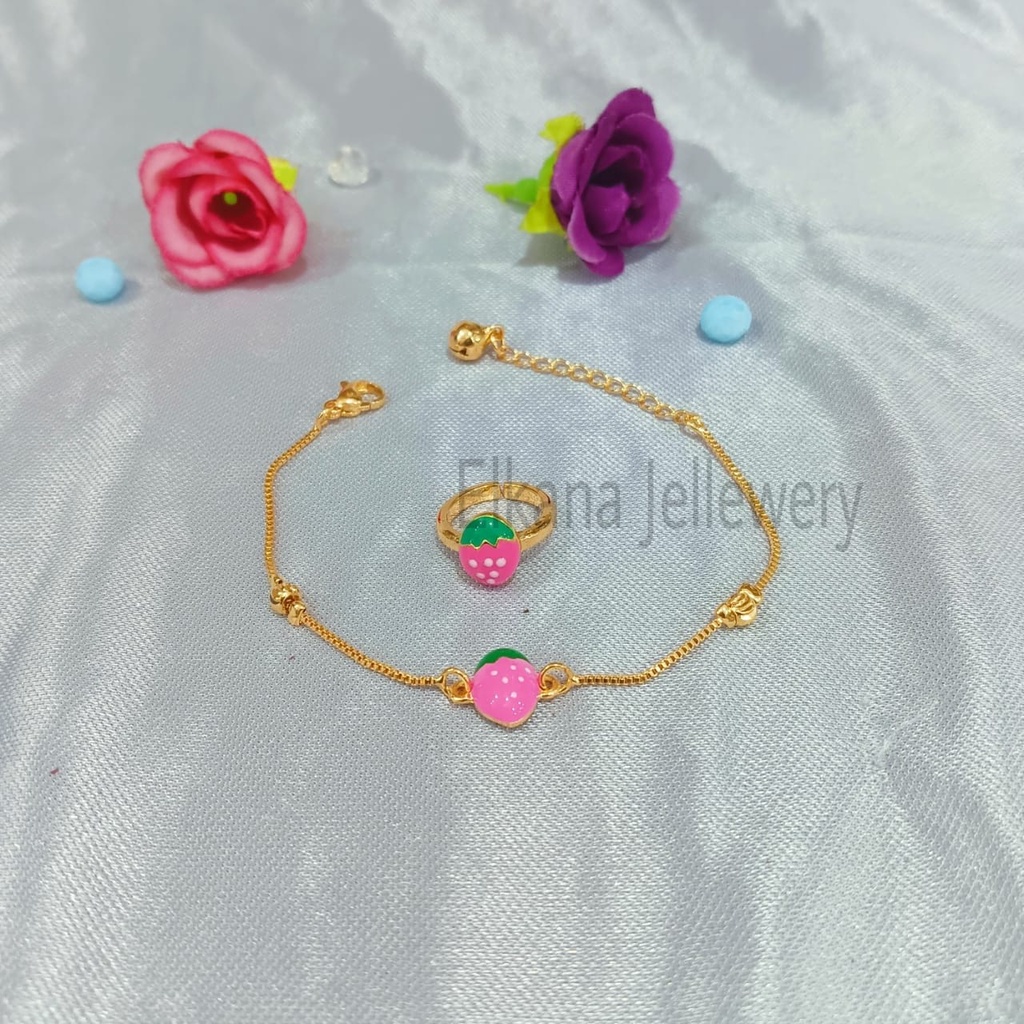 GELANG+CINCIN ANAK PLAT ITALY Perhiasan super berkelas fashion korea anti karat dan anti luntur