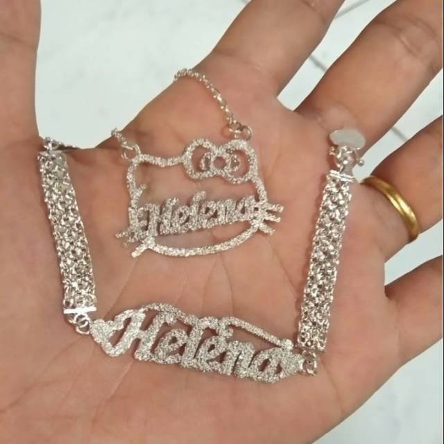 Perak asli ,gelang dan kalung nama