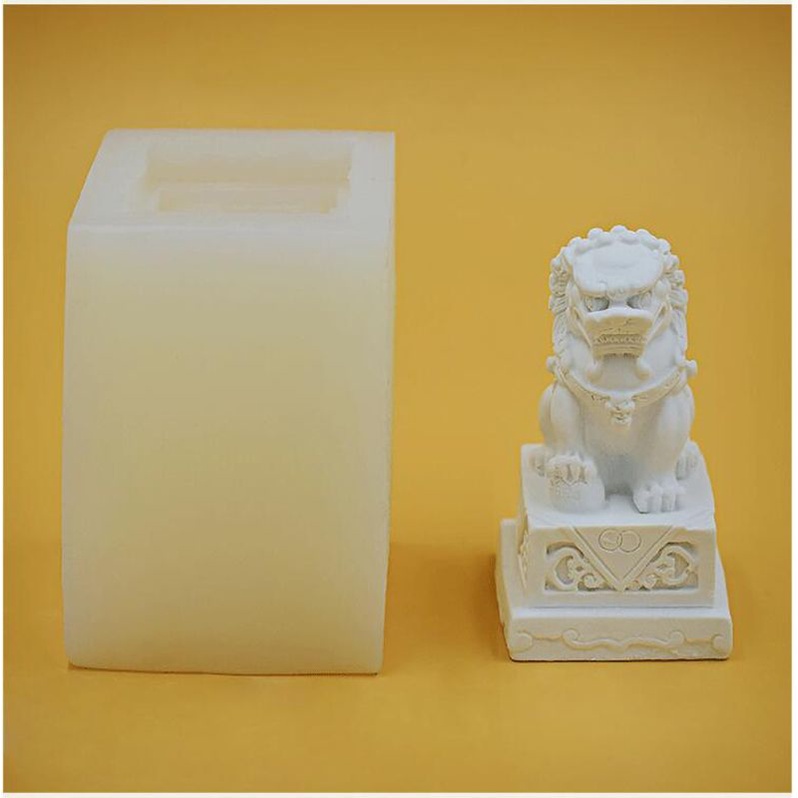 SIY  Stone Lion Sentinel Animal Statue Resin Mold Wax Soap  Polymer Clay Fondant Silicone Molds Art Craft Jewelry Making Tool