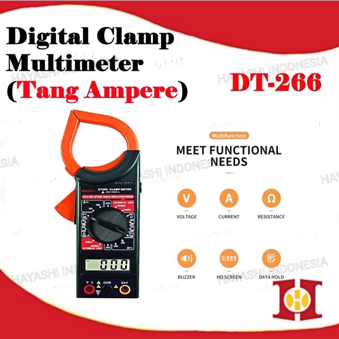 Multimeter Digital Multitester Avometer Tang Ampere Volt Clamp Listrik