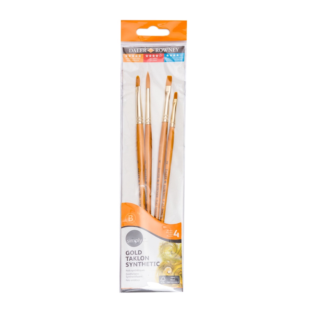 

Daler Rowney Simply Acrylic Gold Taklon SH Brush Set 4pcs #4