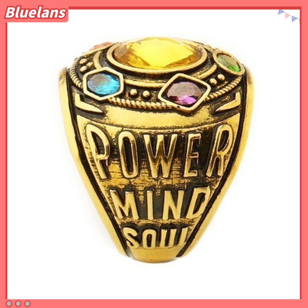 Cincin Desain Tulisan Power Mind Soul Infinity War Thanos Warna-Warni Untuk Pria