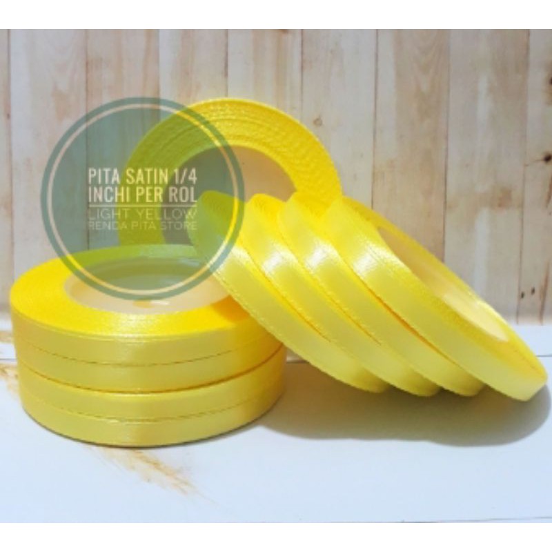 pita satin kecil termuran per rol 1/4 inchi LIGHT YELLOW