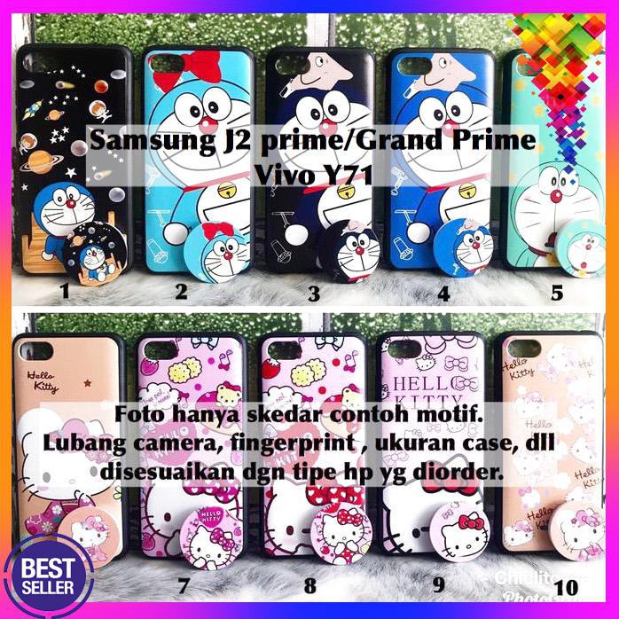Case pop socket doraemon Samsung J2 prime Grand prime Vivo Y71