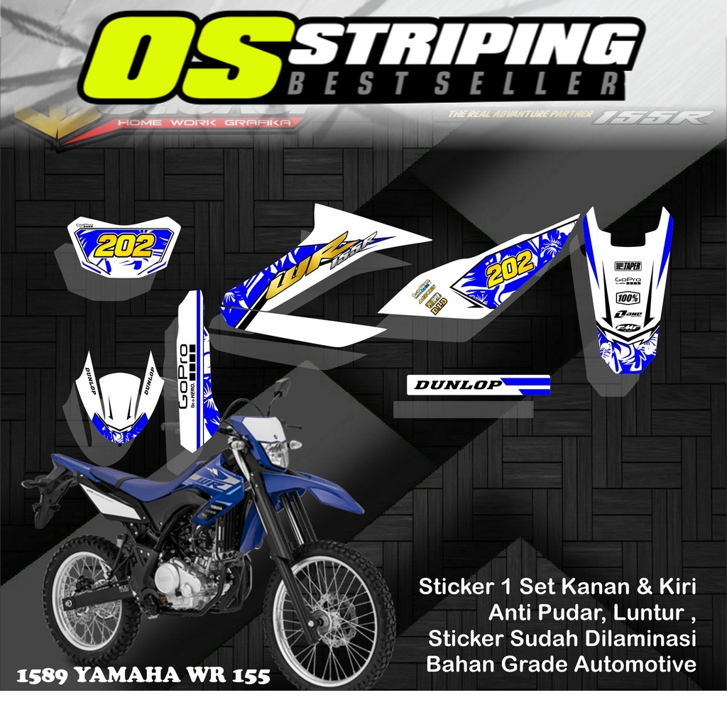 OS- 1589 Sticker Striping Motor YAMAHA WR 155 List Variasi Desain Keren Simpel Setiker Stiker