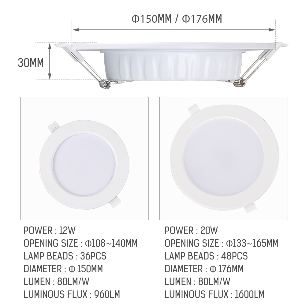 (12W 20w Lampu Plafon Led Tersembunyi Bentuk Bulat Untuk Kamar Tidur