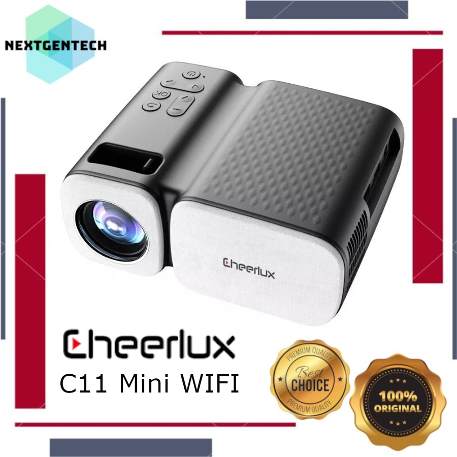 Cheerlux C11 Mini Projector Full HD 2000 Lumens Proyektor Wireless WIFI Mirroring