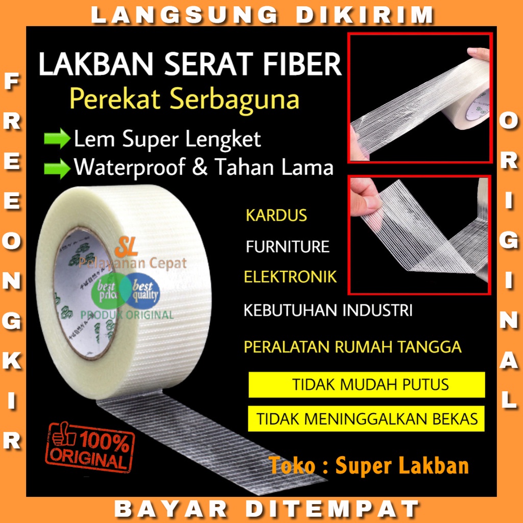 Lakban Serat Filament Serbaguna Perekat Serbaguna Elektronik Furniture Kasa Gipsum Plafon