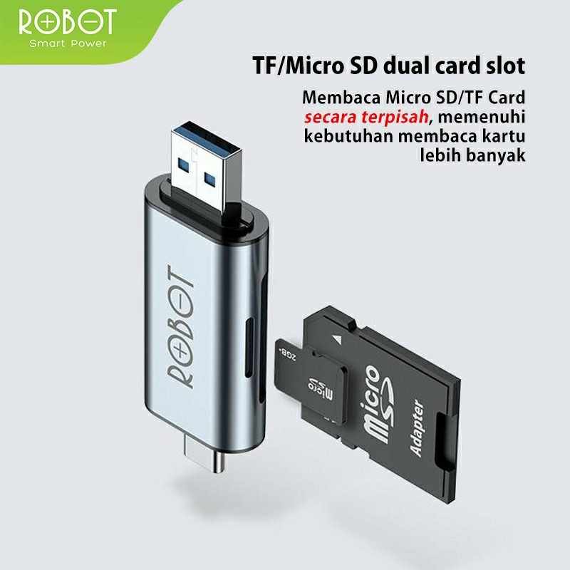 CARD READER ROBOT CR202 2 IN 1 USB 3.0 TYPE C OTG TF