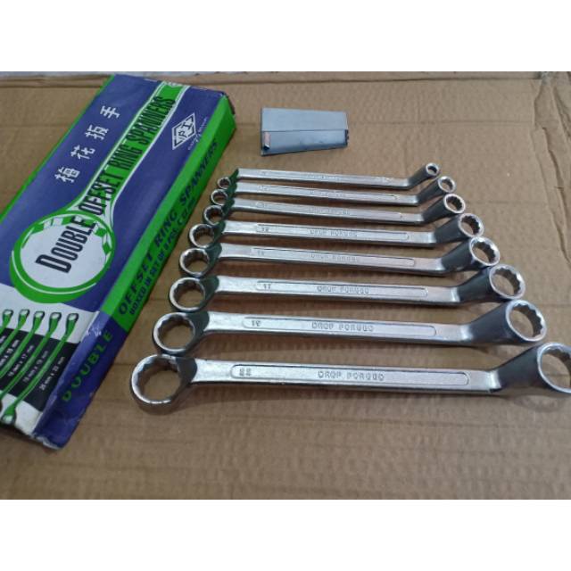 Fukung Kunci Ring Set 8 Pcs 6 - 22 mm Double Ring Spanner Set 75 Derajat