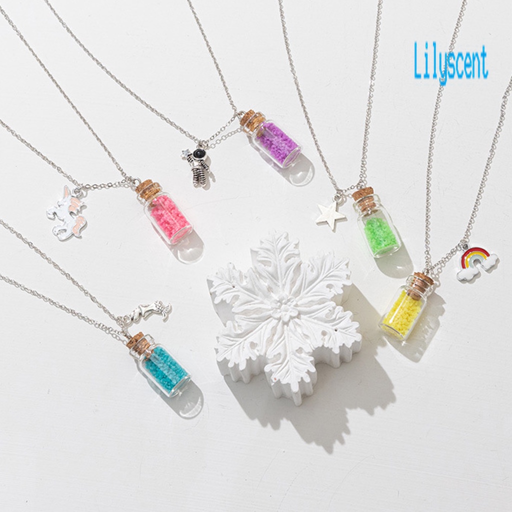 Perhiasan Kalung Liontin Botol Glitter Sequin Shiny Warna-Warni Untuk Pria Dan Wanita