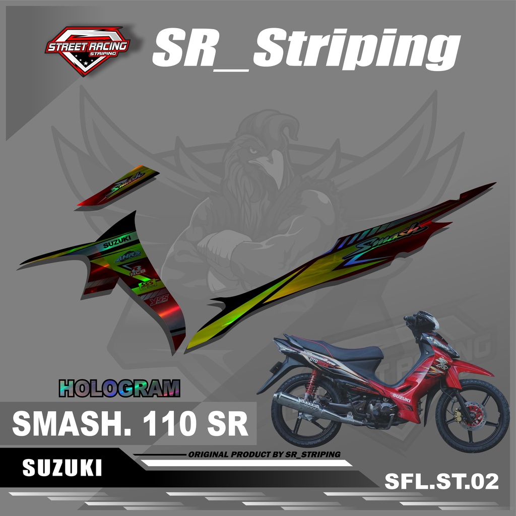( HOLOGRAM ) Stiker Striping SMASH 110 - Sticker Lis Variasi Motor SMASH 110 Motif Racing SR.02