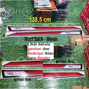 sticker cutting stiker list strip body trd sportivo rush terios fortuner 2016 motif batik merah -set
