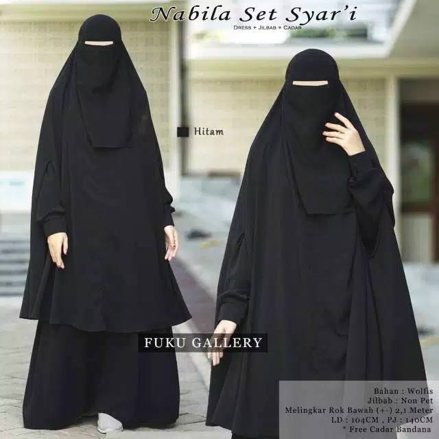 Gamis Polos Syari Gamis Nabila Syari Set Khimar Plus Cadar Gamis Jumbo Wolfis Busui